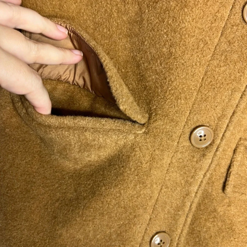 GAP Kids Boucle Jacket Girls Size L Deep‎ Camel Button Front Coat Longline